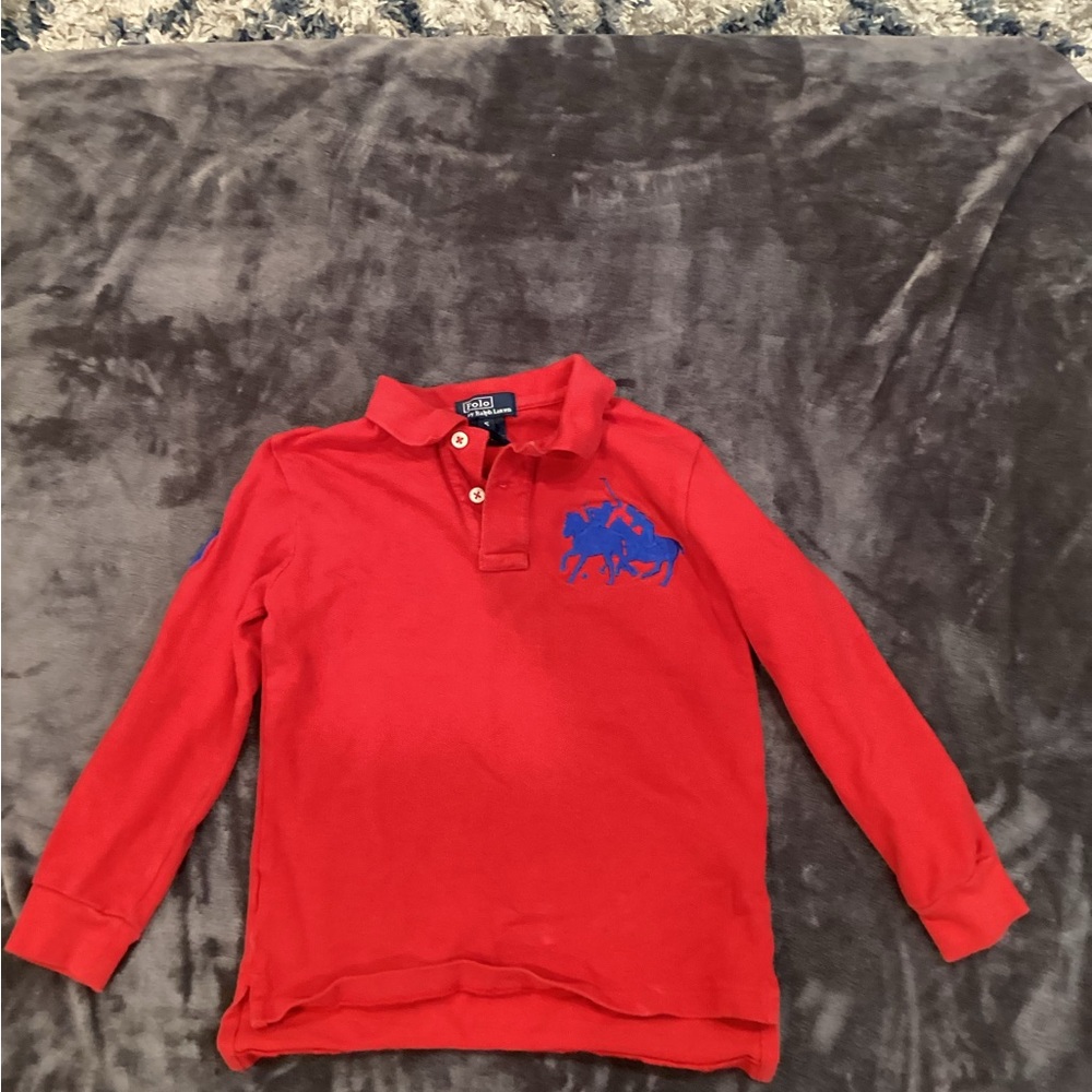 Polo by Ralph Lauren Kids Red and Blue Long Sleeve Polo